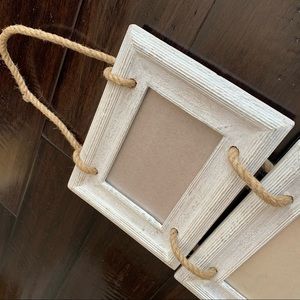 None Accents - Hanging Photo Picture Frame Set Whitewash Rope 4x6 None Accents - Hanging Photo Picture Frame Set Whitewash Rope 4x6